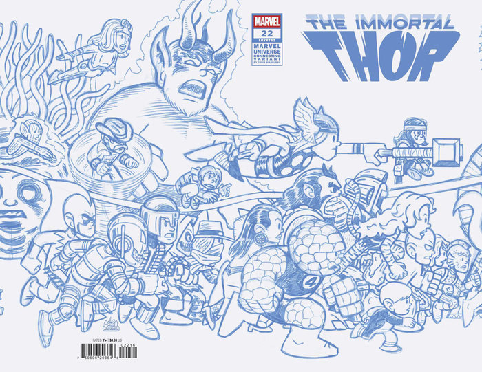 IMMORTAL THOR #22 CHRIS GIARRUSSO MARVEL UNIVERSE CONNECTING BLUE LINE SKETCH WRAP VARIANT M