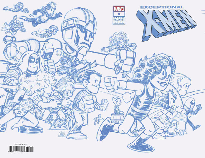 EXCEPTIONAL X-MEN #8 CHRIS GIARRUSSO MARVEL UNIVERSE CONNECTING BLUE LINE SKETCH WRAP VARIANT K