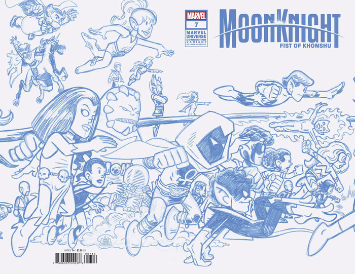 MOON KNIGHT: FIST OF KHONSHU #7 CHRIS GIARRUSSO MARVEL UNIVERSE CONNECTING BLUE LINE SKETCH WRAP VARIANT I