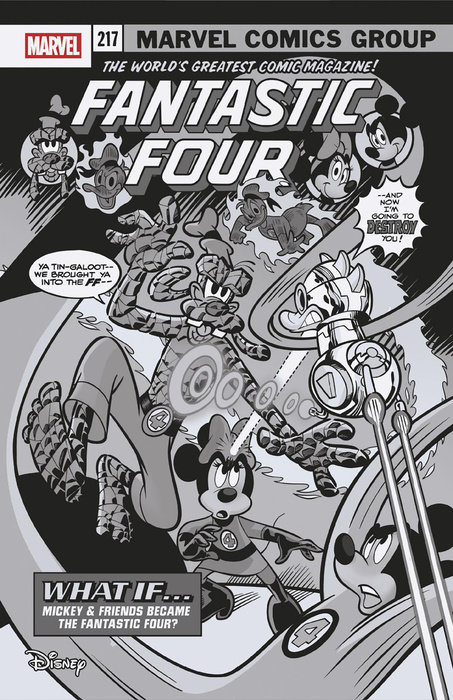 FANTASTIC FOUR #5 MARCO PALAZZI BLACK AND WHITE DISNEY WHAT IF? FANTASTIC FOUR HOMAGE VARIANT