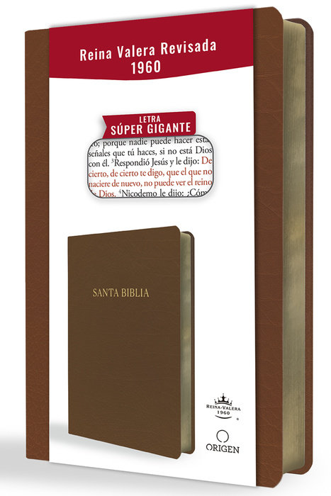 Biblia Reina Valera Revisada 1960 letra súper gigante, símil piel marrón / Spanish Bible RVR 1960 Super Giant Print, Brown Leathersoft