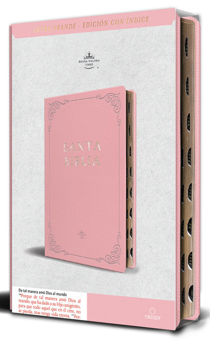 Biblia RVR 1960 letra grande tamaño manual, Piel rosada con índice / Spanish Bible RVR 1960 Handy Size Large Print Leathersoft pink with index