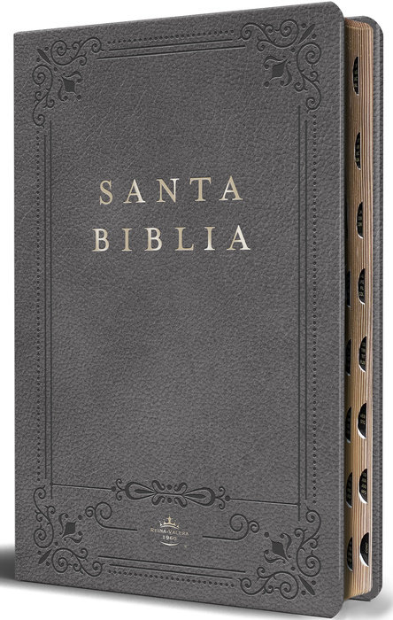 Biblia RVR 1960 letra grande tamaño manual, Piel gris con índice / Spanish Bible RVR 1960 Handy Size Large Print Leathersoft Gray with index