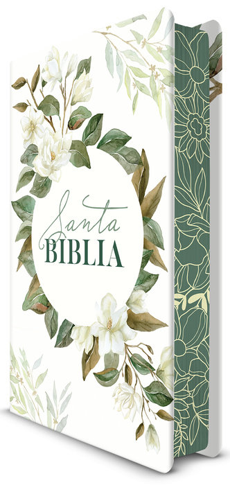 Biblia RVR 1960 letra grande tamaño manual, tapa dura con flores blancas y canto s pintados / Spanish Bible RVR 1960 Handy Size white flowers sprayed edges