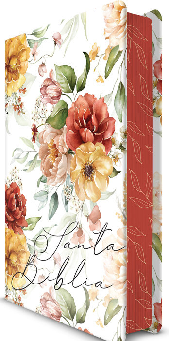 Biblia RVR 1960 letra grande tamaño manual, tapa dura flores y cantos pintados /  Spanish Bible RVR 1960 Handy Size Large Print with flowers and sprayed edges