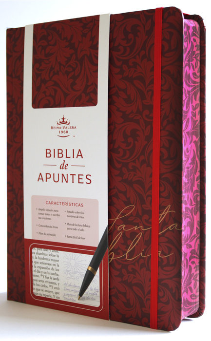 Biblia de Apuntes RVR 1960 Tapa dura, Vino tinto (Edición cantos pintados) / Spanish Journalling Bible RVR 1960 Hardcover Burgundy