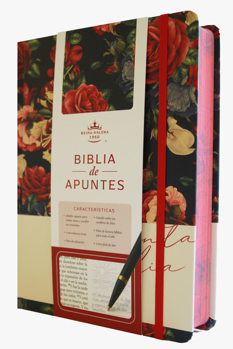 Biblia de Apuntes RVR 1960 Tapa dura, Azul oscuro con flores / Spanish Journalling Bible RVR 1960 Hardcover Dark Blue with Flowers