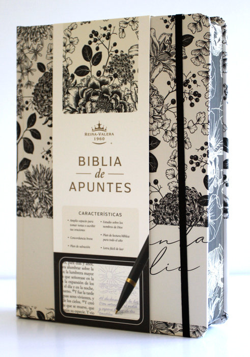 Biblia de Apuntes RVR 1960 Tapa dura, Blanco y negro con flores / Spanish Journalling Bible RVR 1960 Hardcover Black and White with Flowers