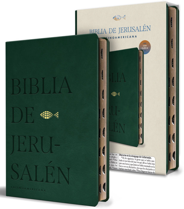 Biblia Católica Biblia de Jerusalén Latinoamericana simil piel verde con índice / Spanish Catholic Jerusalem Bible, Green leathersoft with Index
