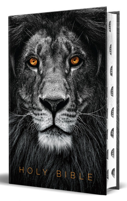 KJV Holy Bible, Large Print Handy Size format, Hardcover, Lion of Judah, Thumb Index, Ribbon Marker, and Red Letter