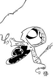 SPIDER-GWEN: THE GHOST-SPIDER #3 SKOTTIE YOUNG'S BIG MARVEL VIRGIN BLACK AND WHI TE VARIANT [DPWX]