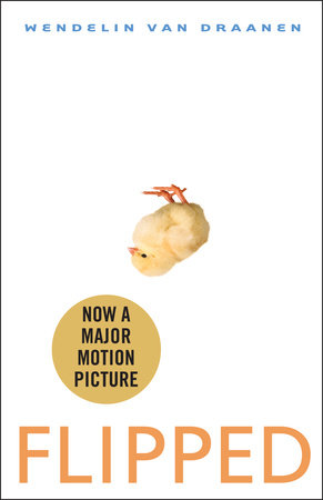 The cover for Flipped. On a white background, a yellow chick sits upside-down.