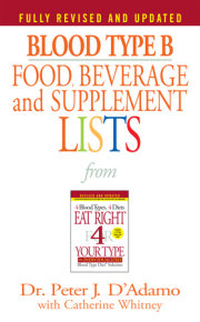 Blood Type B Food, Beverage and Supplement Lists 