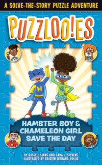 Book cover for Puzzlooies! Hamster Boy and Chameleon Girl Save the Day
