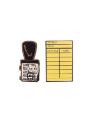 Library Card and Stamp Enamel Pin Set 