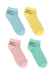 Library Card Ankle Socks 4-pack - Small 