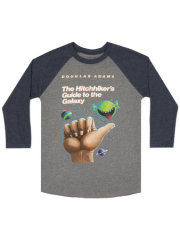 The Hitchhiker's Guide to the Galaxy (Indigo) Unisex 3/4 Sleeve Raglan Large 