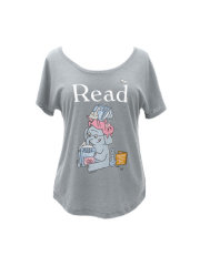 ELEPHANT & PIGGIE Read (Gray) Women's Relaxed Fit T-Shirt X-Large