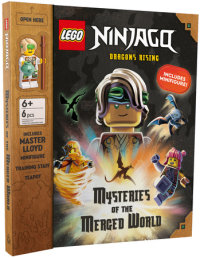 Book cover for Mysteries of the Merged World (LEGO Ninjago: Dragons Rising Book and Mini-figure)