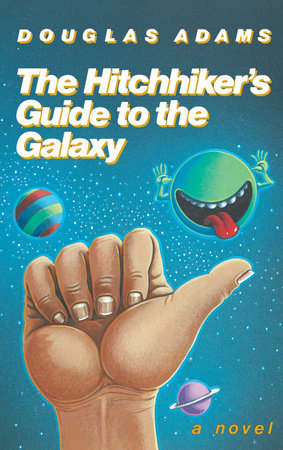 the cover to adams' hitchhiker's guide to the galaxy