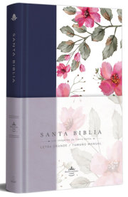 Biblia RVR 1960 letra grande. Tapa dura tela azul púrpura con flores tamaño manu al / Bible RVR 1960 Handy Size Hardcover Cloth with Purple Blue Flowers 