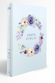 Biblia RVR 1960 letra grande, manual, tapa dura con nombres de Dios, flores azul / Spanish Bible RVR 1960 Handy Size, LP, HC with Names of God, blue flowers 