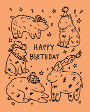 Humor Us Greeting Cards: Birthday - Happy Birthday (Capybaras) (Pack of 6) 