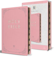 KJV Holy Bible, Giant Print Thinline Large format, Pink Premium Imitation Leather with Ribbon Marker, Red Letter, and Thumb Index  