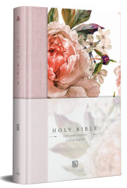 KJV Holy Bible, Large Print Medium Format, Pink Cloth Hardcover with Floral Design, Ribbon Marker, Red Letter 