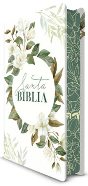 Biblia RVR 1960 letra grande tamaño manual, tapa dura con flores blancas y canto s pintados / Spanish Bible RVR 1960 Handy Size white flowers sprayed edges 