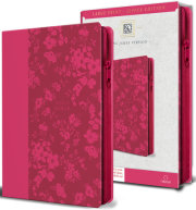 KJV Holy Bible, Large Print Handy Size, Fuchsia Premium Imitation Leather w/Ribbon Marker, Red Letter, Zipper 