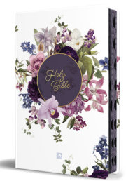 KJV Holy Bible, Large Print Handy Size format, Hardcover, Purple flower, page edge design, Thumb Index, Ribbon Marker, and Red Letter / KJV Holy Bible, Large 