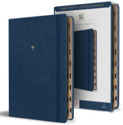 KJV Holy Bible, Large Print Handy Size Format, Blue Premium Imitation Leather with Ribbon Marker, Red Letter, Thumb Index 