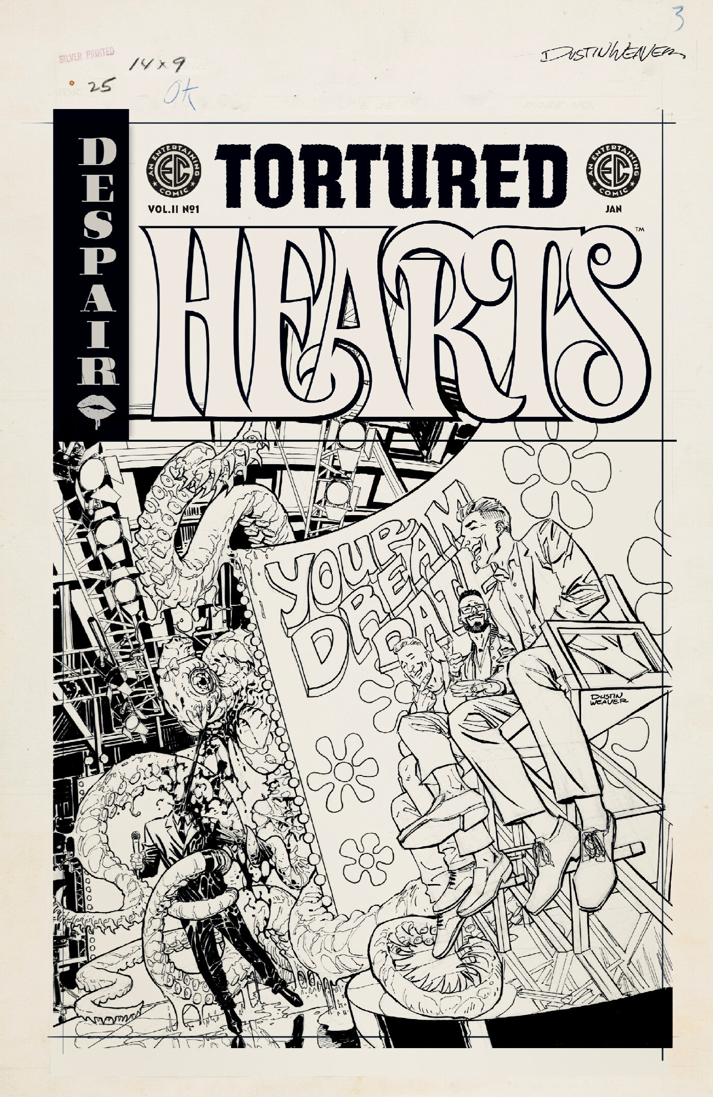 EC Tortured Hearts 2 #1 One Shot Cover D Dustin Weaver Black & White Artist Edition 1:20 Variant