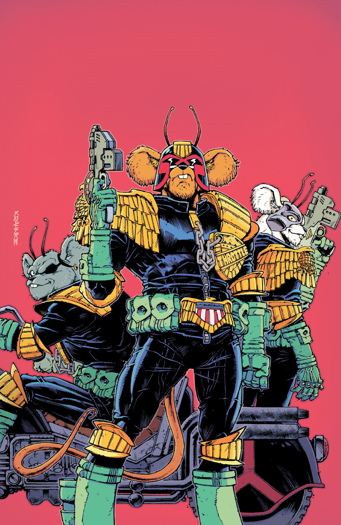 Judge Dredd/Biker Mice From Mars #1 Cover G Andrew Krahnke Full Art 1:20 Variant