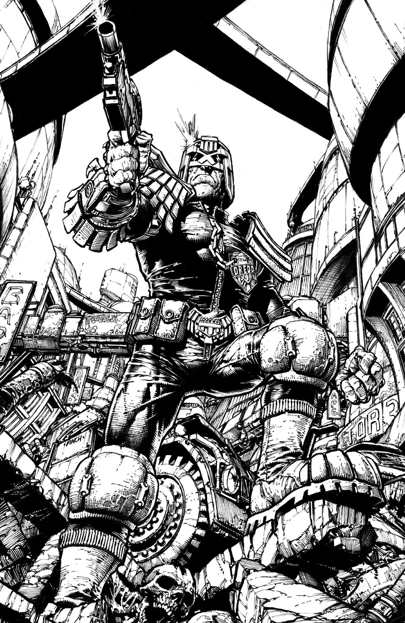 Judge Dredd/Biker Mice From Mars #1 Cover H David Finch Black & White 1 in 50 Variant