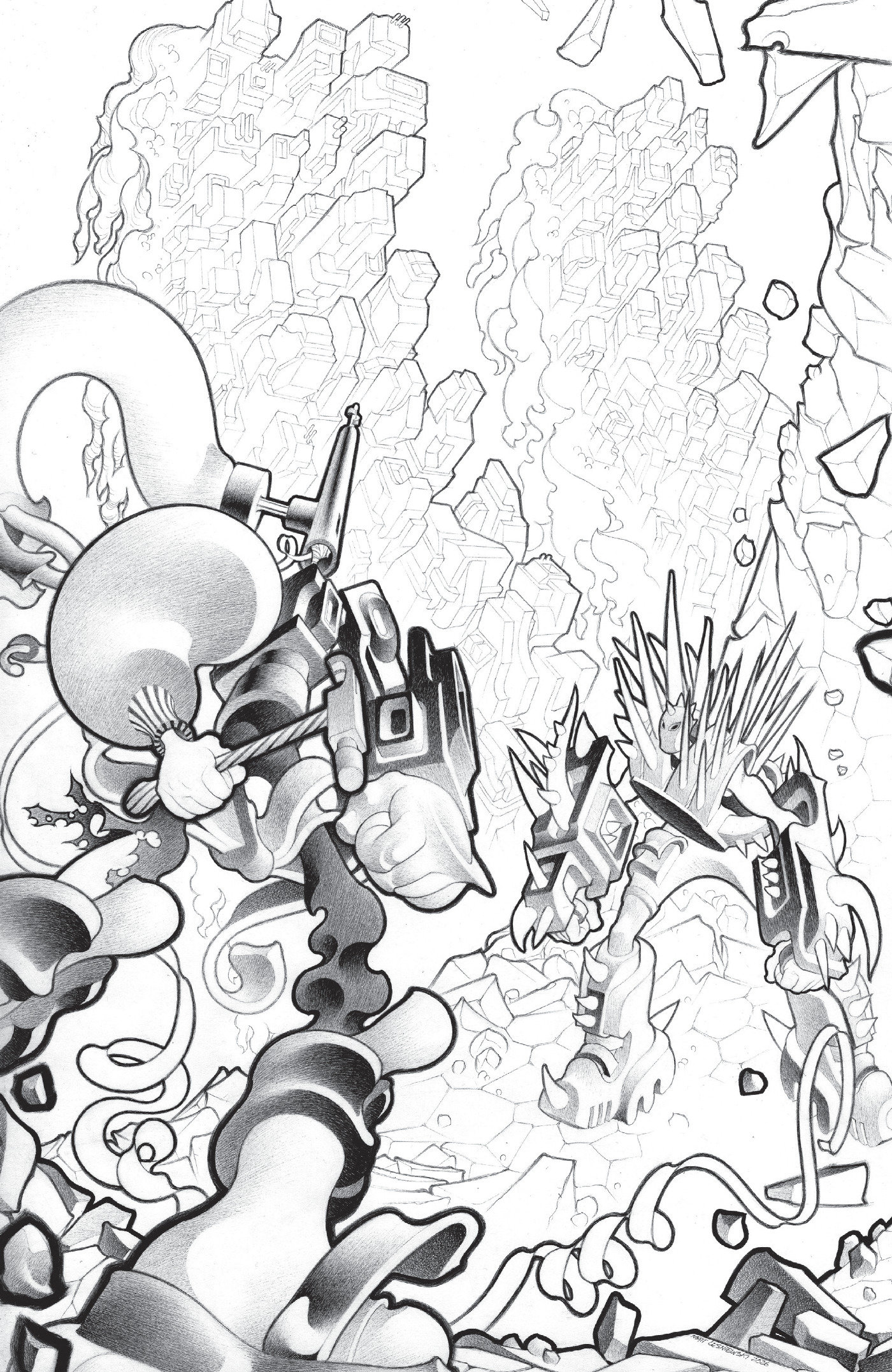 Faceless And The Family Maze Of The Mechanical Aliens #2 Cover C 1 in 10 Matt Lesniewski Black & White Variant