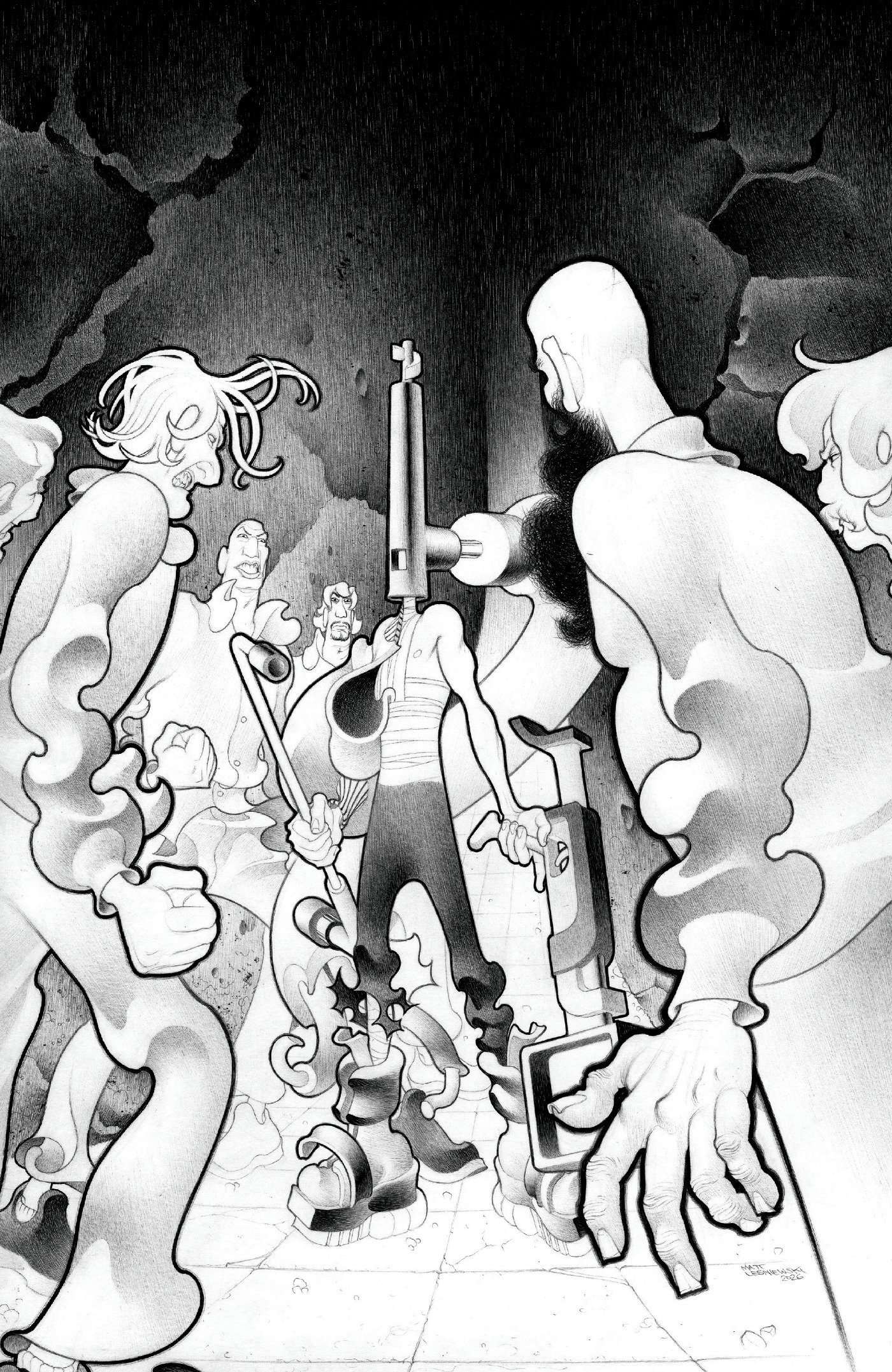 Faceless And The Family Maze Of The Mechanical Aliens #4 Cover C 1 in 10 Matt Lesniewski Black & White Variant