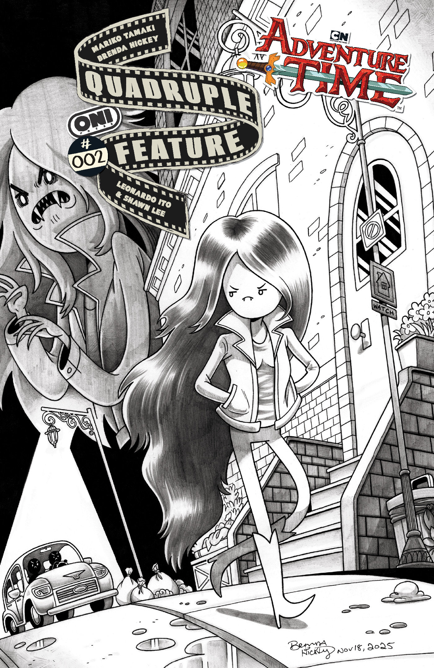 Adventure Time Quadruple Feature #2 Cover D Inc 1:20 Brenda Hickey Black & White Variant