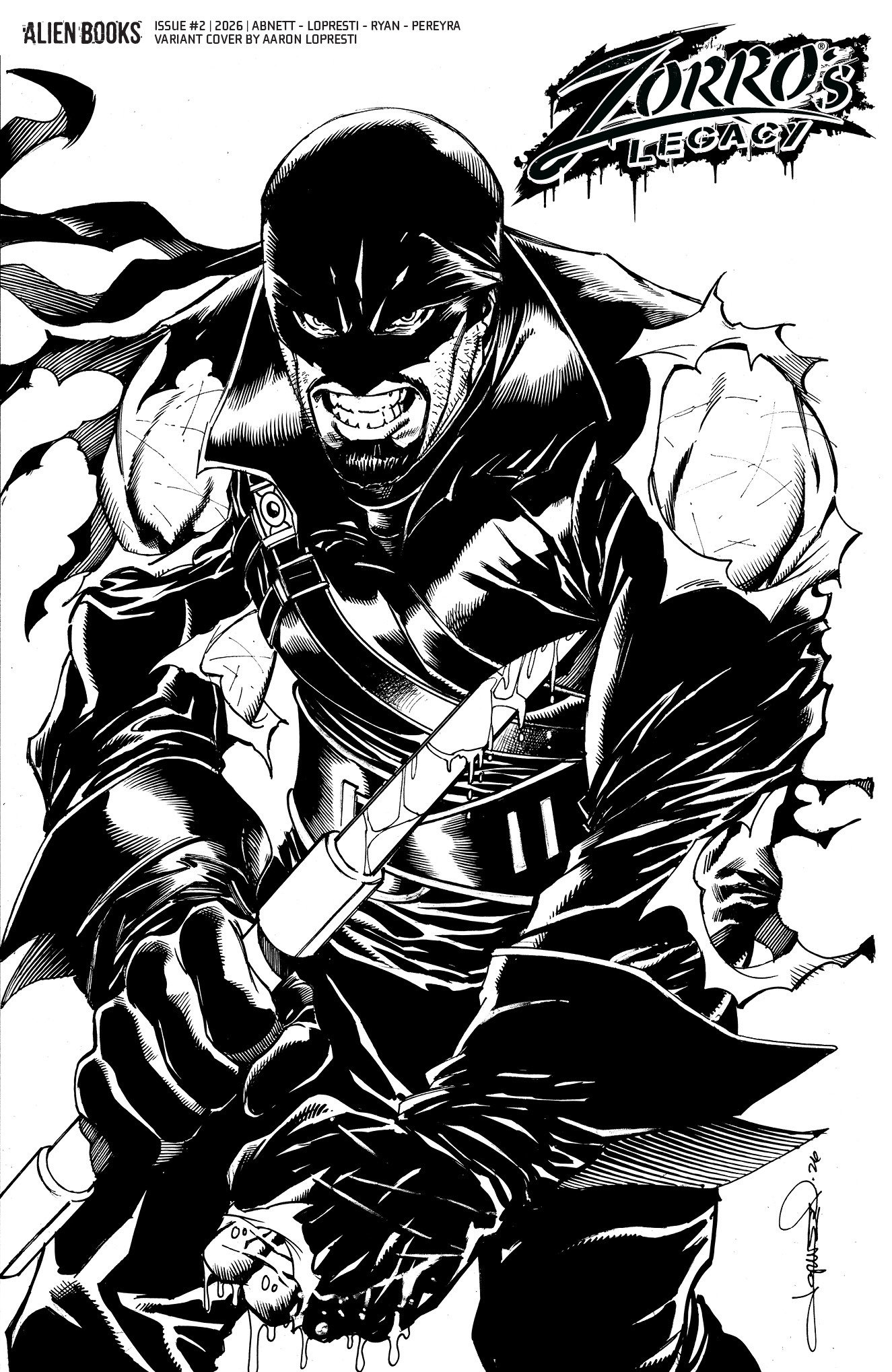 Zorro's Legacy #2 Variant D (Lopresti Black & White)