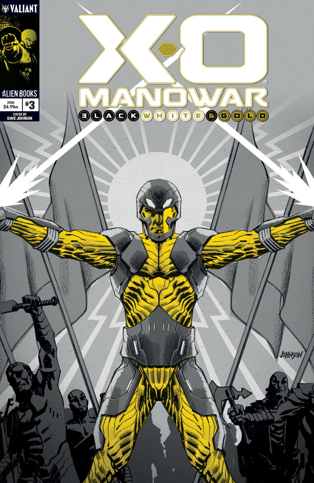 X O Manowar: Black, White & Gold #3 Variant B (Johnson Black, White & Gold Variant)