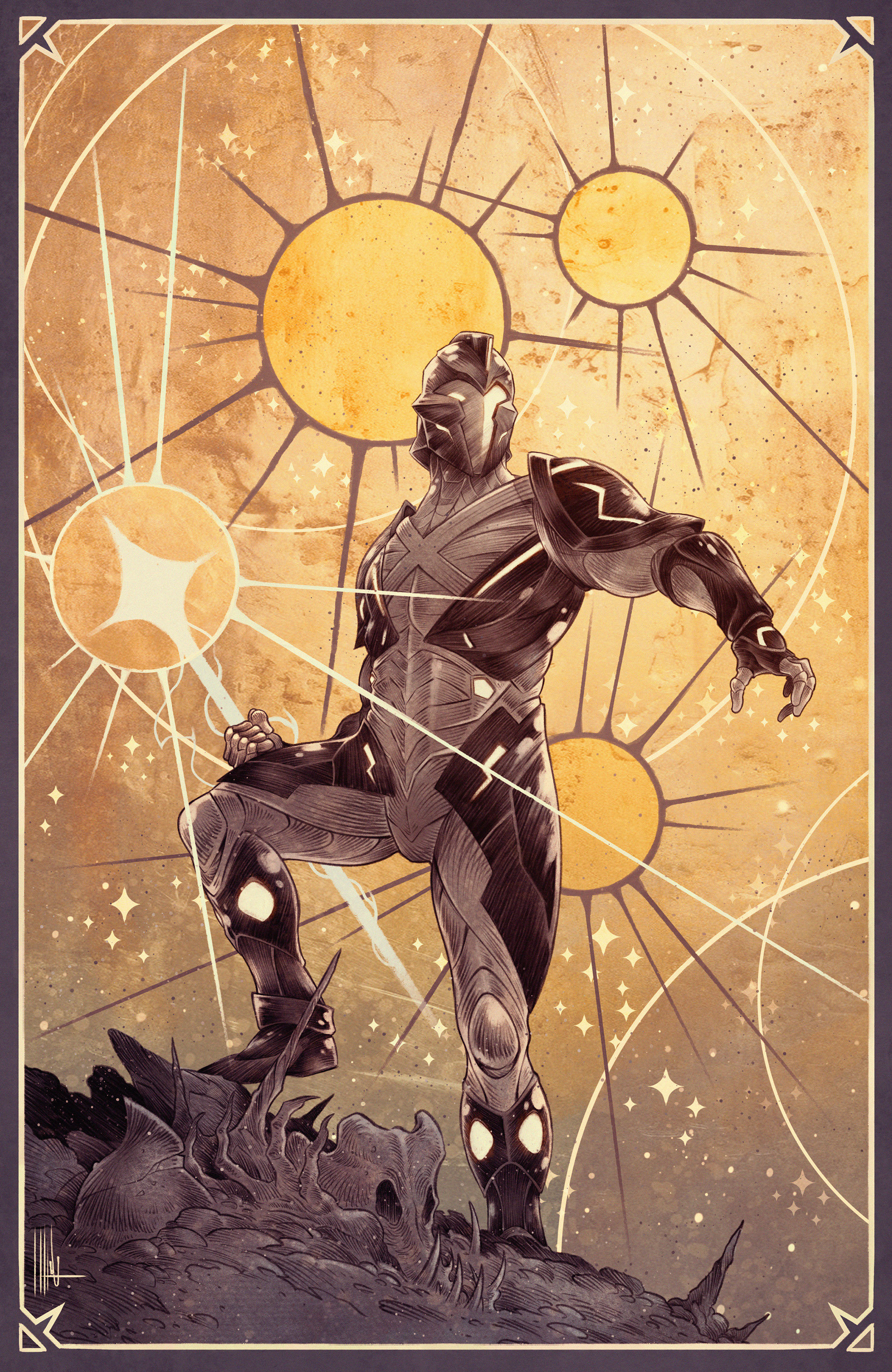 X O Manowar: Black, White & Gold #3 Variant C (Merli Full Art)
