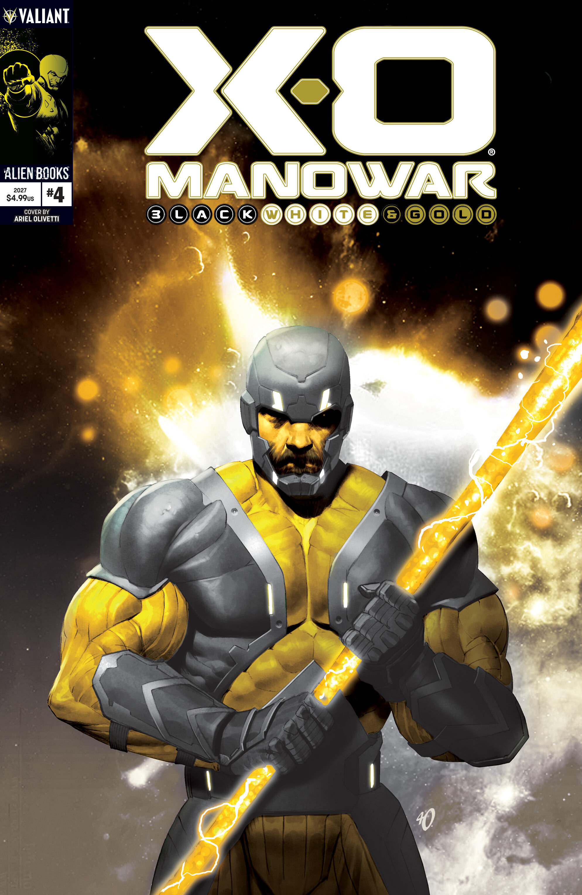 X O Manowar: Black, White & Gold #4 Variant B (Olivetti Black, White & Gold Variant)
