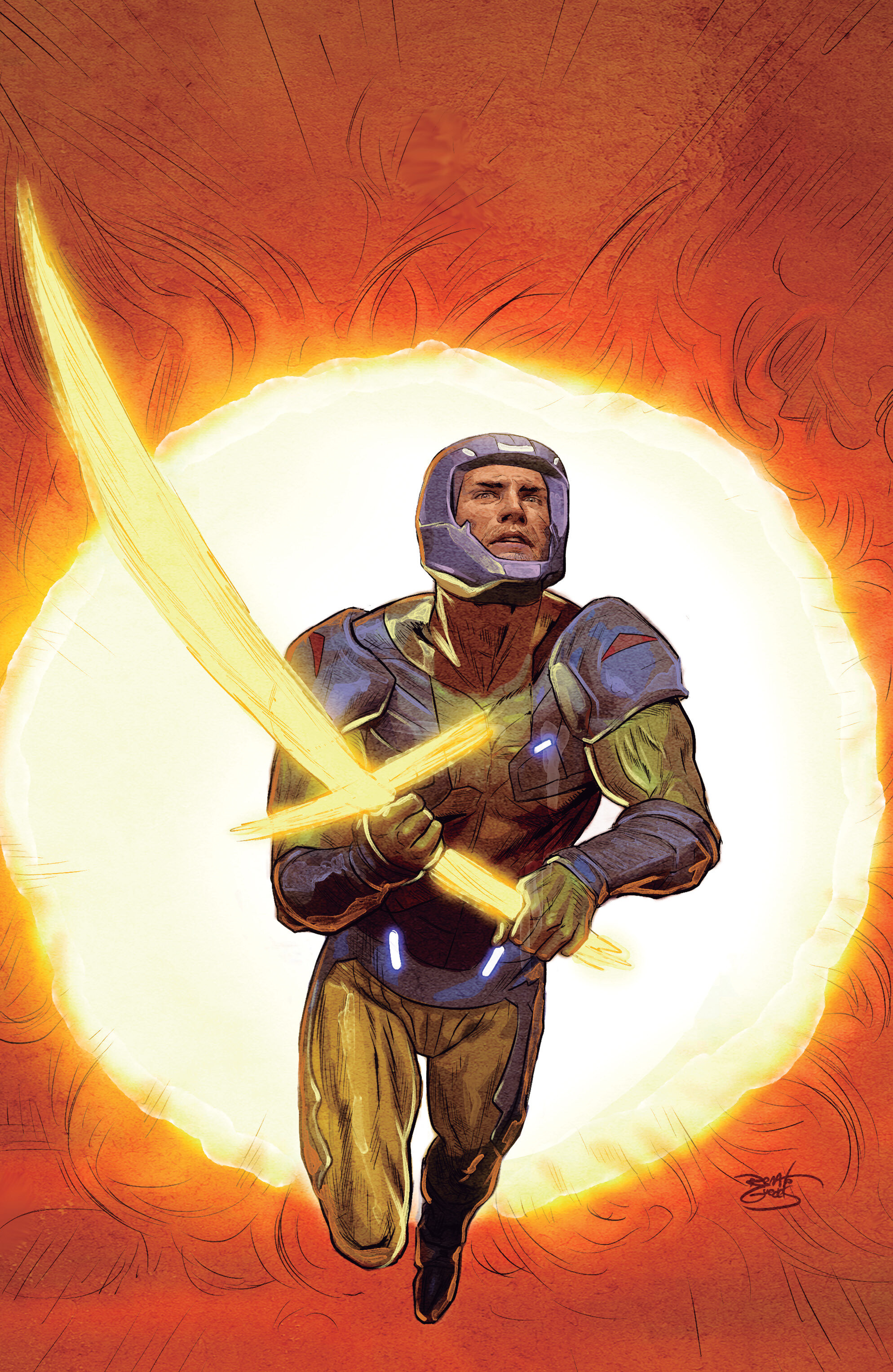 X O Manowar: Black, White & Gold #4 Variant C (Guedes Full Art)
