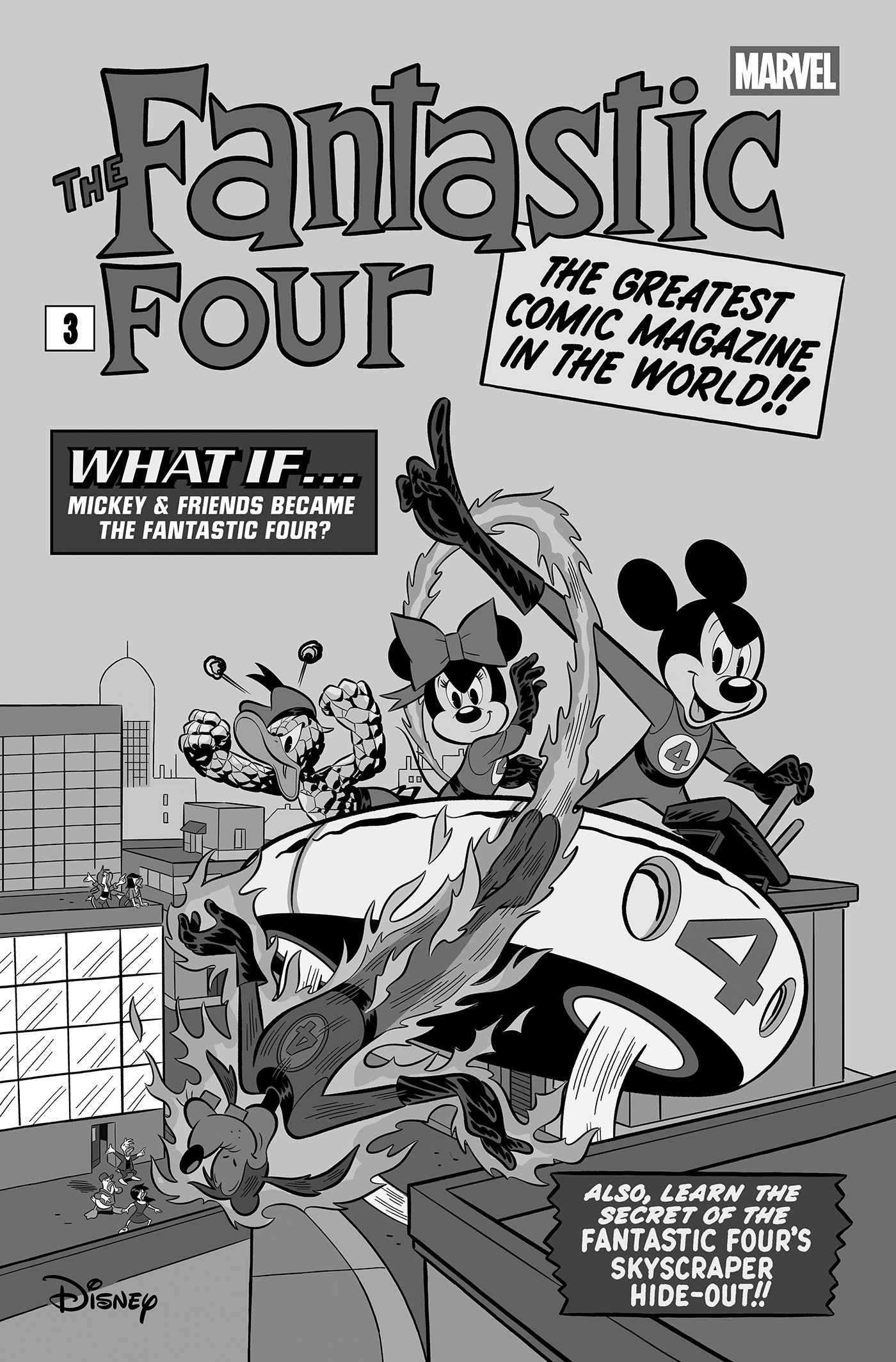 Fantastic Four #28 Francesco D'ippolito Black And White Disney What If? Fantasti C Four Homage Variant