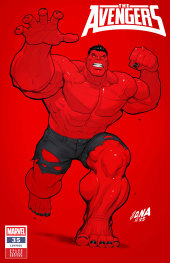  FOC3012026312 | AVENGERS @35 DAVID NAKAYAMA COLOR BLOCK RED VARIANT PRE ORDER [FOC 0301] | MARVEL  