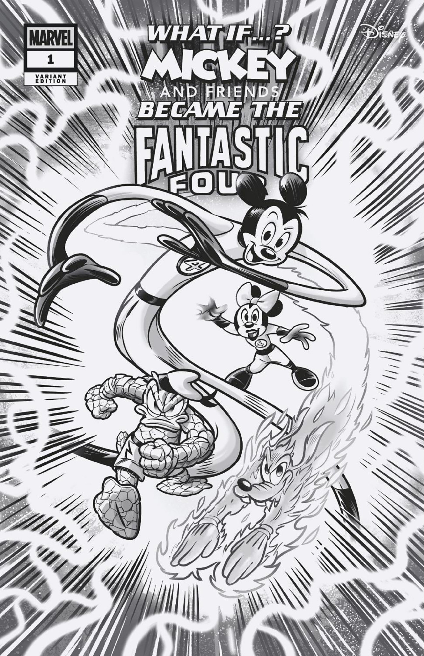 Marvel & Disney: What If...? Mickey & Friends Became The Fantastic Four #1 Lorenzo Pastrovicchio Black And White Variant
