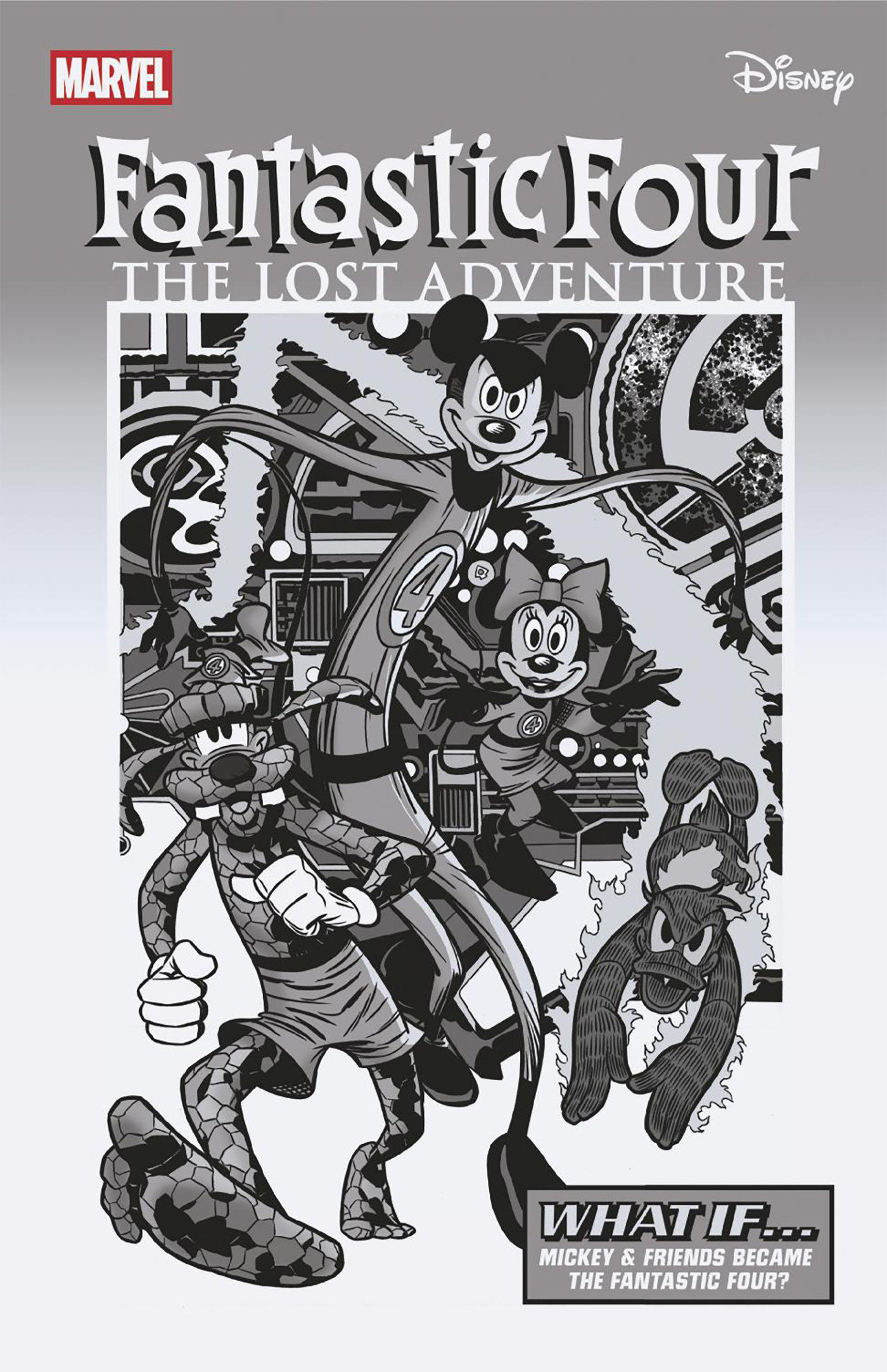 FANTASTIC FOUR #3 VITALE MANGIATORDI BLACK AND WHITE DISNEY WHAT IF? FANTASTIC FOUR HOMAGE VARIANT [DOOM]