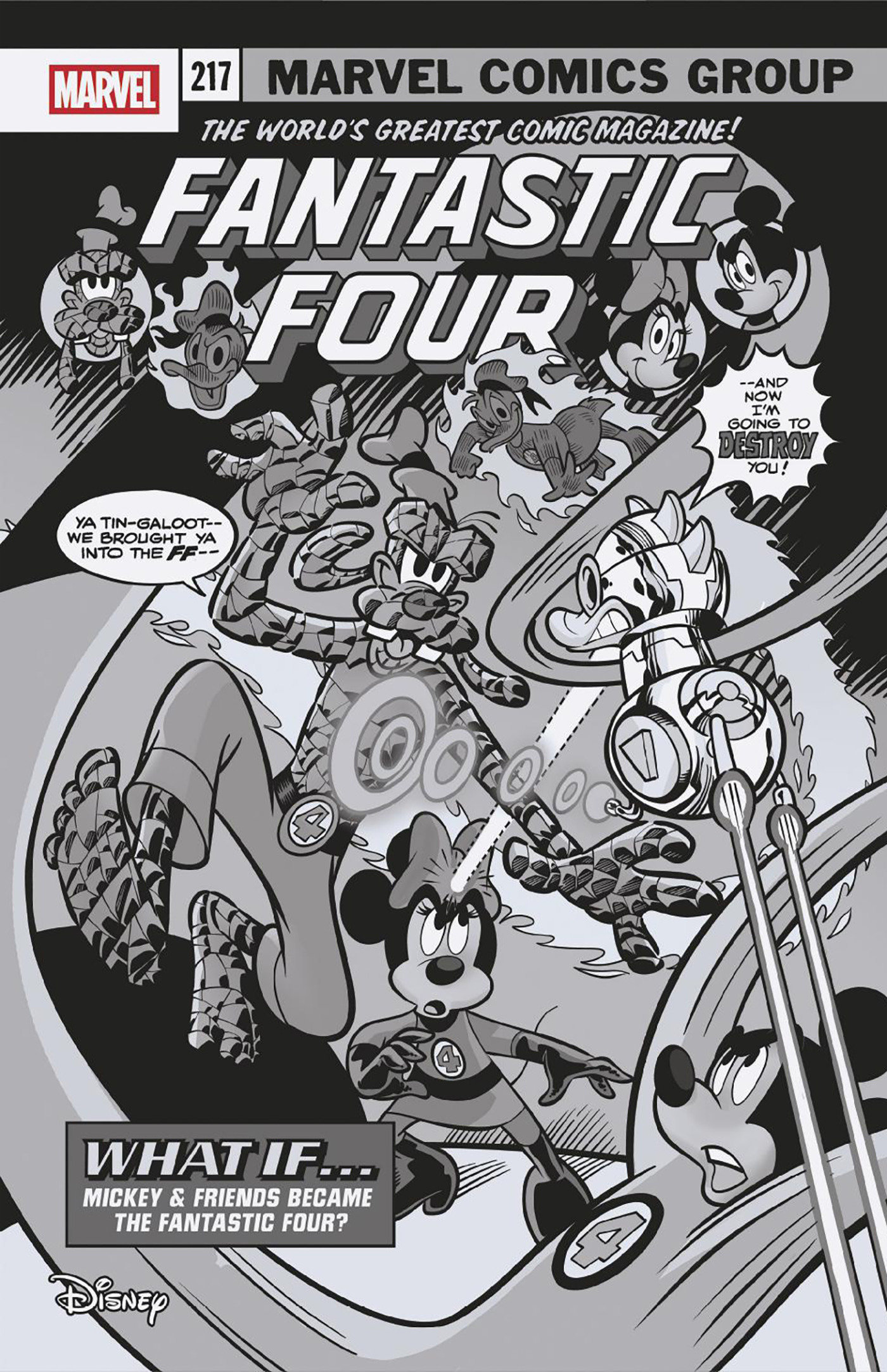 FANTASTIC FOUR #5 MARCO PALAZZI BLACK AND WHITE DISNEY WHAT IF? FANTASTIC FOUR HOMAGE VARIANT