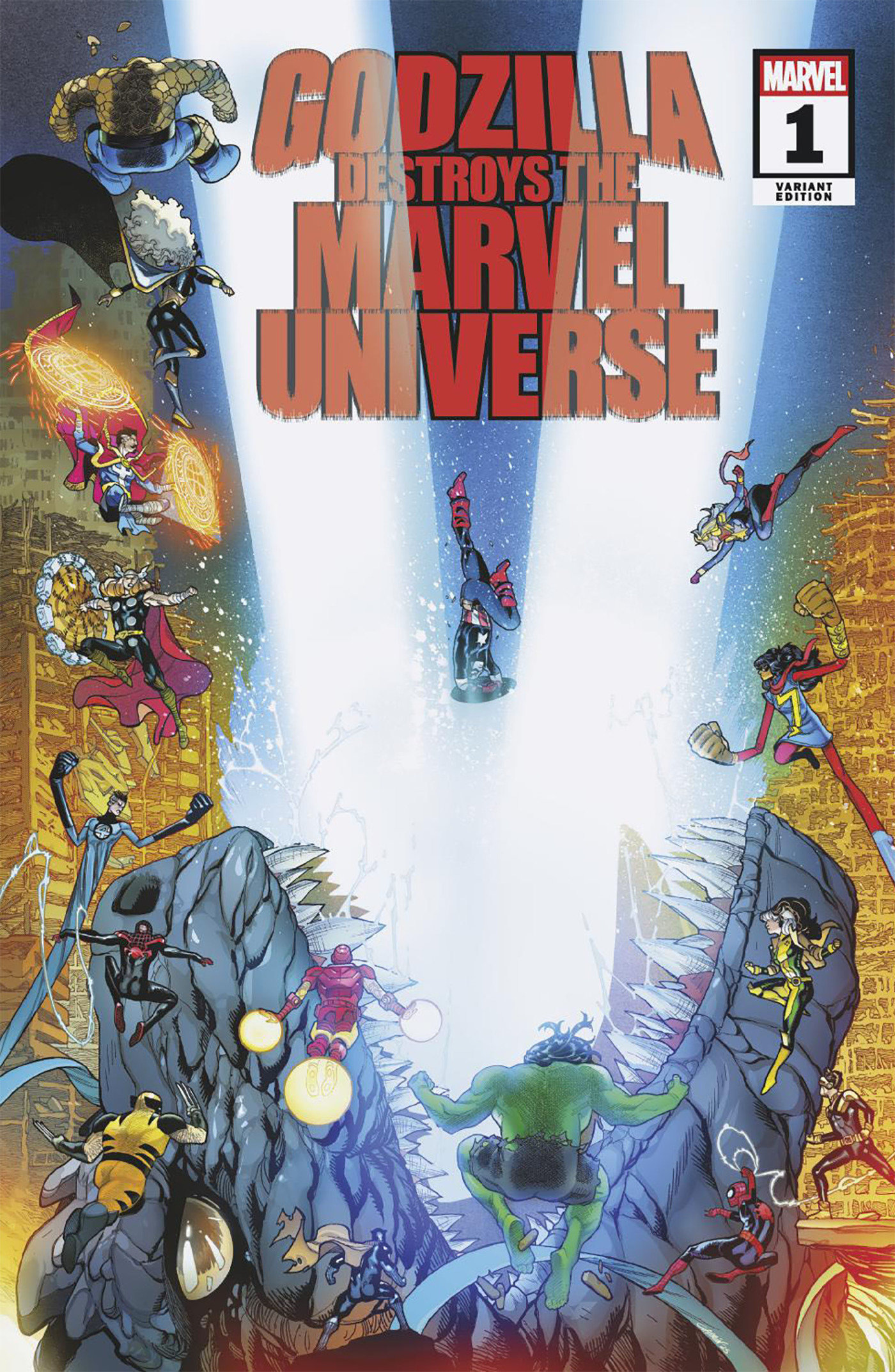 GODZILLA DESTROYS THE MARVEL UNIVERSE #1 JAVIER GARRON VARIANT